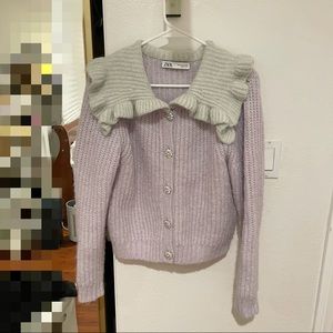 ZARA Women Purple Sweater Outwear Size Medium Crystal Knots